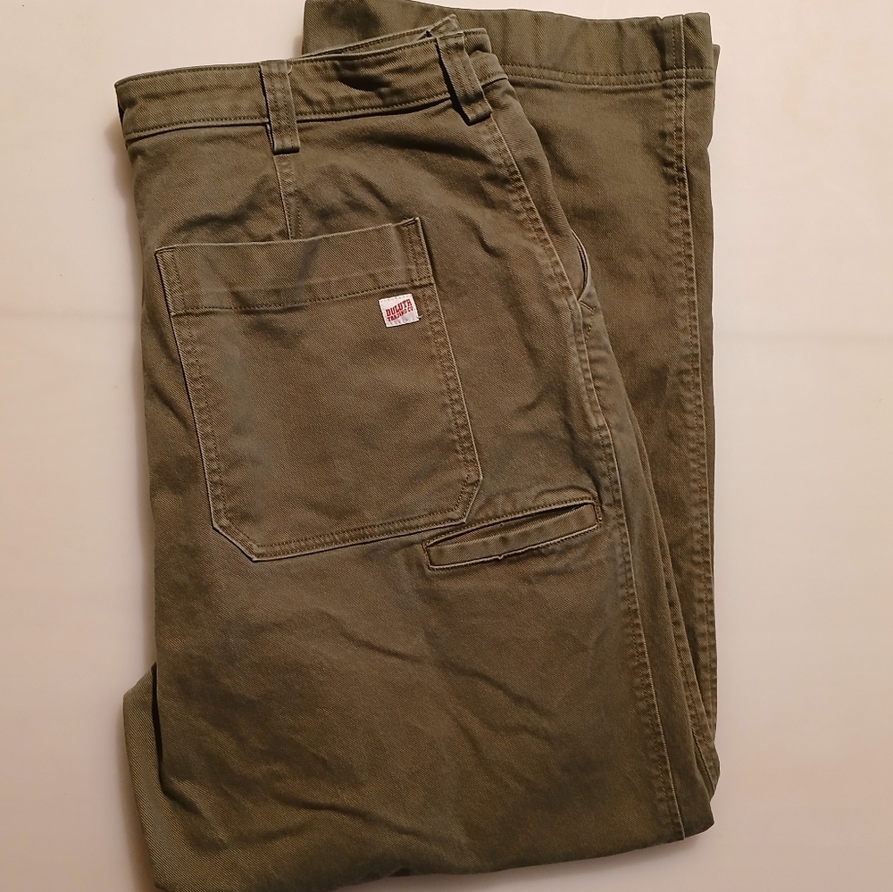 Duluth Trading Co. Men's trousers, dk brown/olive, sz 16 regular, cotton/spandex